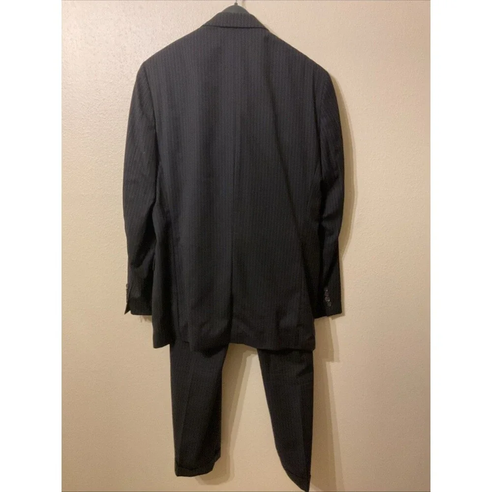 Lauren Ralph Lauren Men’s Black Pinstripe Single Breasted Suit 42L Pants 33 X32